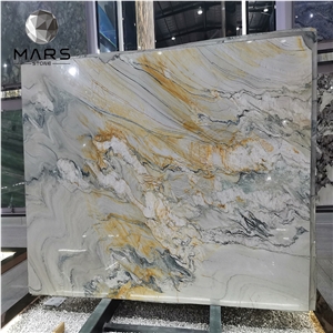 Luxury Stone Bathroom Royal White Brazil Marble Gold Slab