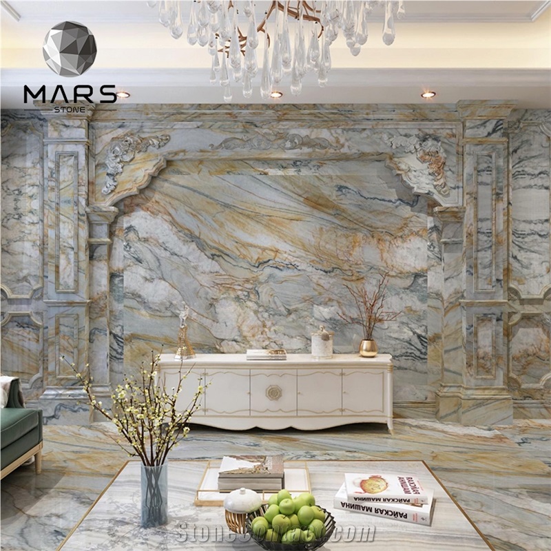 Luxury Stone Bathroom Royal White Brazil Marble Gold Slab