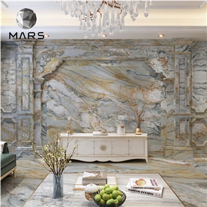 Luxury Stone Bathroom Royal White Brazil Marble Gold Slab