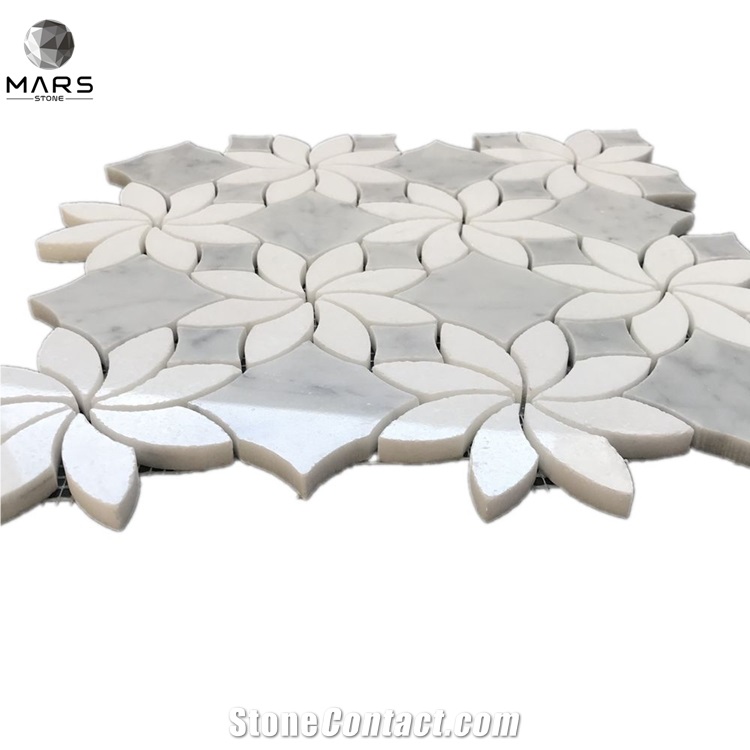 Mixed Colour Flower Shape Marble Mosaic Stone Flooring Tiles