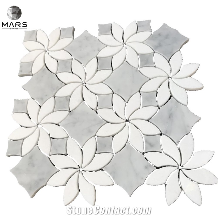 Mixed Colour Flower Shape Marble Mosaic Stone Flooring Tiles