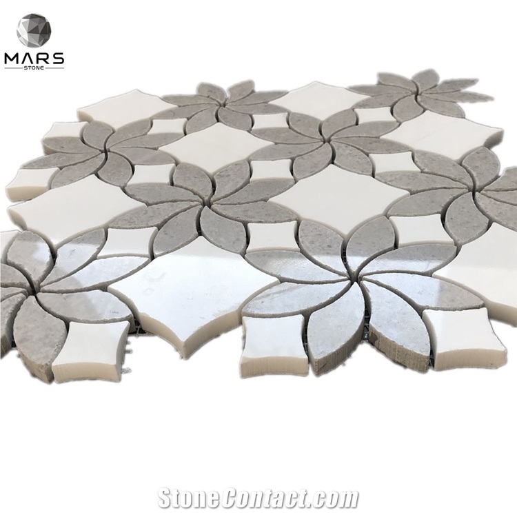 Mixed Colour Flower Shape Marble Mosaic Stone Flooring Tiles