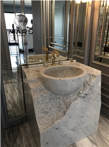 Modern Bathroom Freestanding Marble Sink For Villa Home