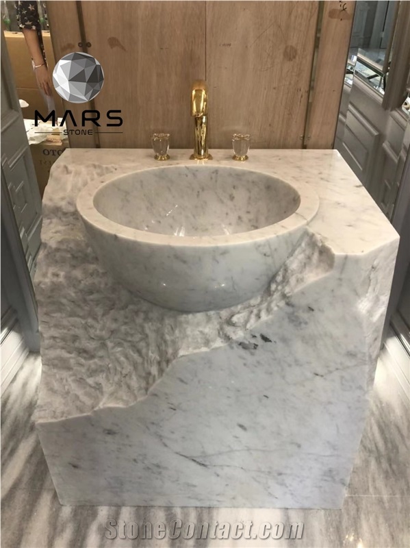 Modern Bathroom Freestanding Marble Sink For Villa Home