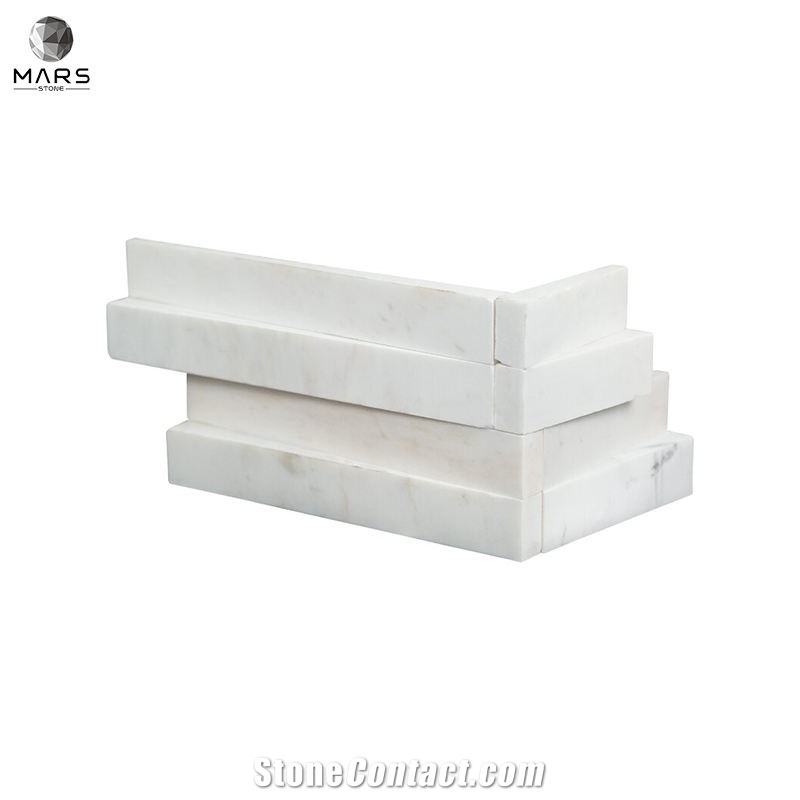Modern Style White 3D Wave Ledger Panel Marble Wall Tile