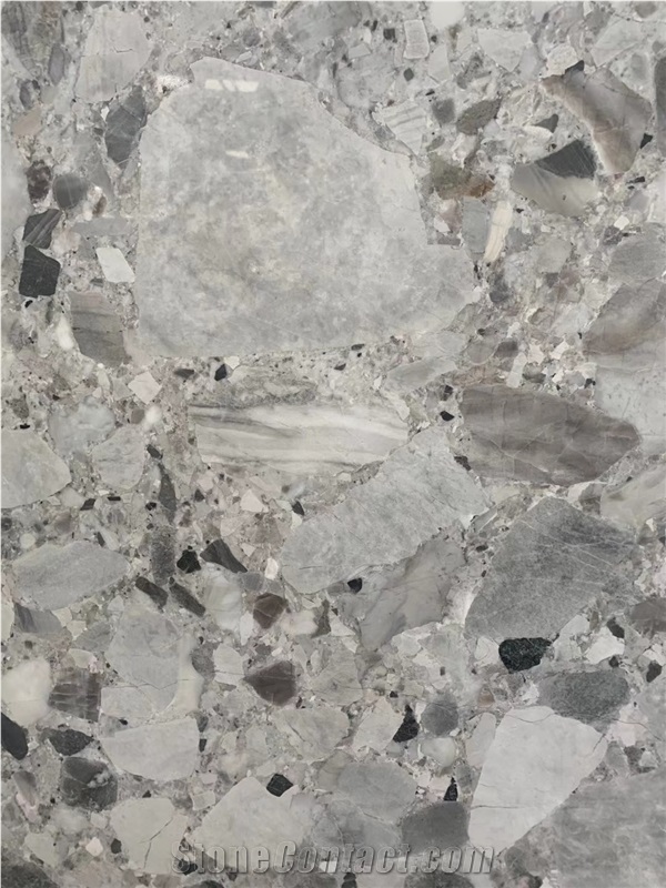 Natural Fossil Grey Marble Big Polished Slab Panels