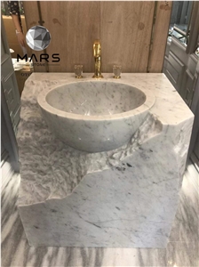 Natural Indoor Decoration Bathroom Stone White Carrara Sink