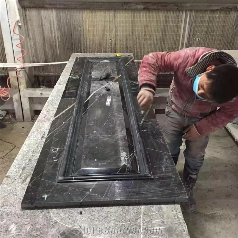 Nero Tunisi Noir Gris Aziza Marbre,Black Aziza Marble Slab,