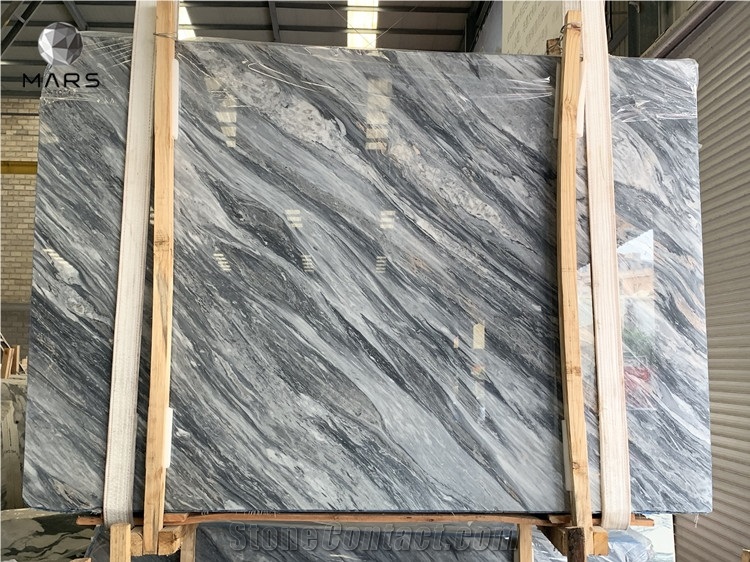 New Natural Space Grey Marble Stone Cross Grain Big Slabs 
