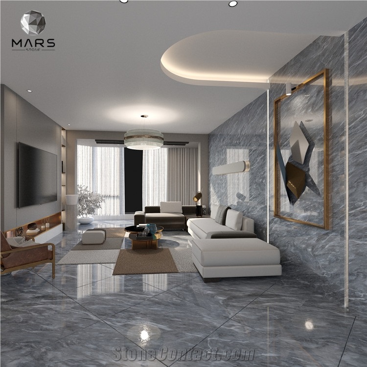 New Natural Space Grey Marble Stone Cross Grain Big Slabs 