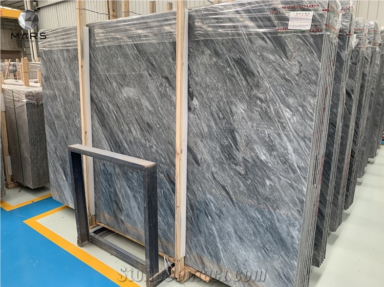 New Natural Space Grey Marble Stone Cross Grain Big Slabs 