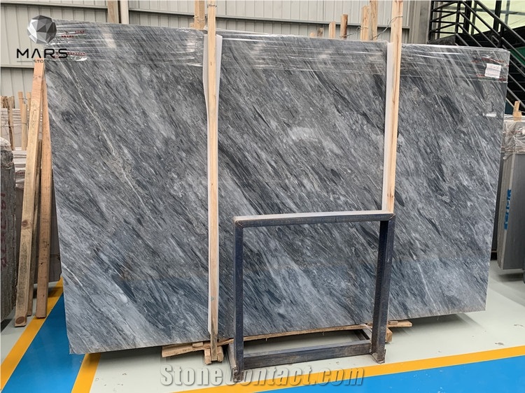 New Natural Space Grey Marble Stone Cross Grain Big Slabs 