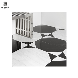Nice Design Black And White Polished Mosaic Marble Tiles
