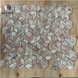 Norway Rose Rhombus Diamond Pink Red Marble Stone Mosaic