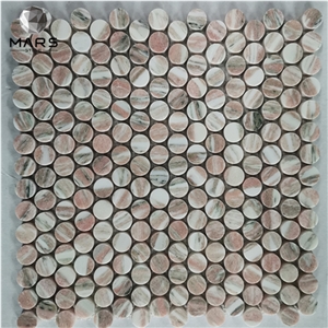 Norwegian Pink Marble Penny Round Mosaic Tile Decorative