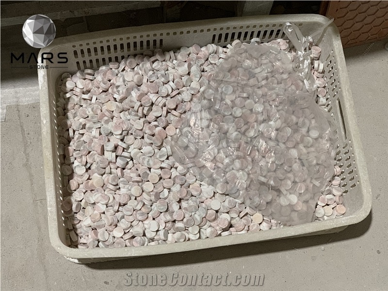 Norwegian Pink Marble Penny Round Mosaic Tile Decorative