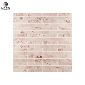 Popular Type Brick Strip Polished Pink Marble Mosaic Tiles