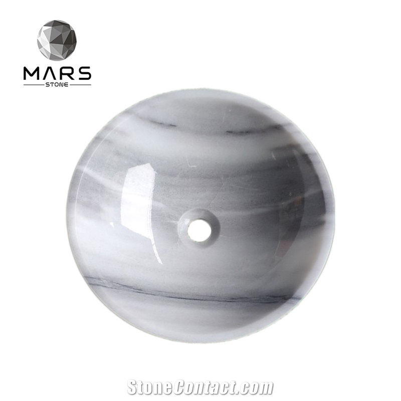 Simple Design Round Shape Bathroom Marble Sink Wash Basins