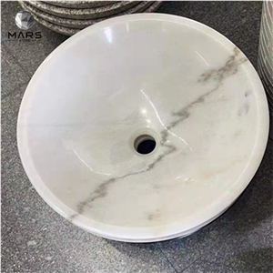 Simple Design Round Shape Bathroom Marble Sink Wash Basins