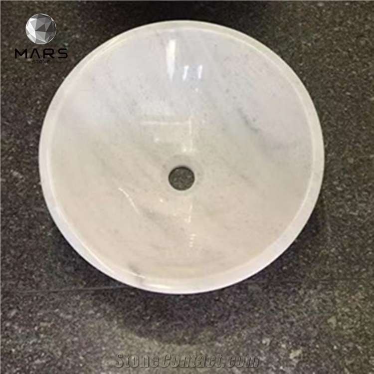 Simple Design Round Shape Bathroom Marble Sink Wash Basins