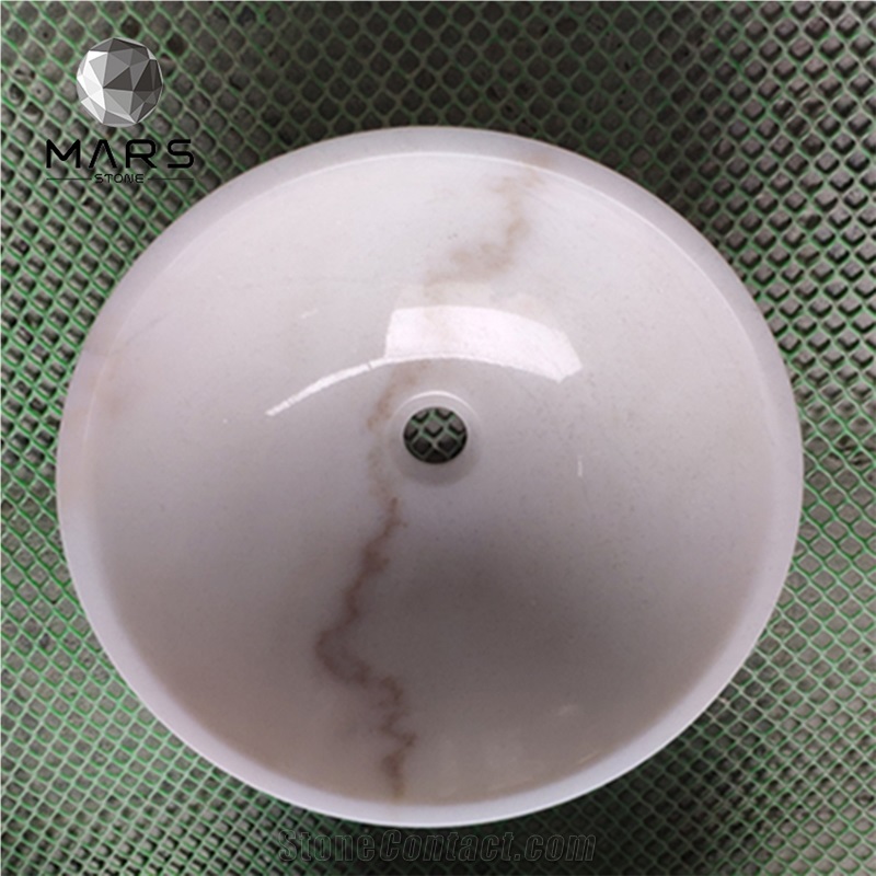 Simple Design Round Shape Bathroom Marble Sink Wash Basins