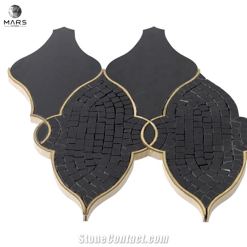 Superb Irregular Shape Marble Metal Mosaic Tiles Stone
