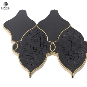 Superb Irregular Shape Marble Metal Mosaic Tiles Stone