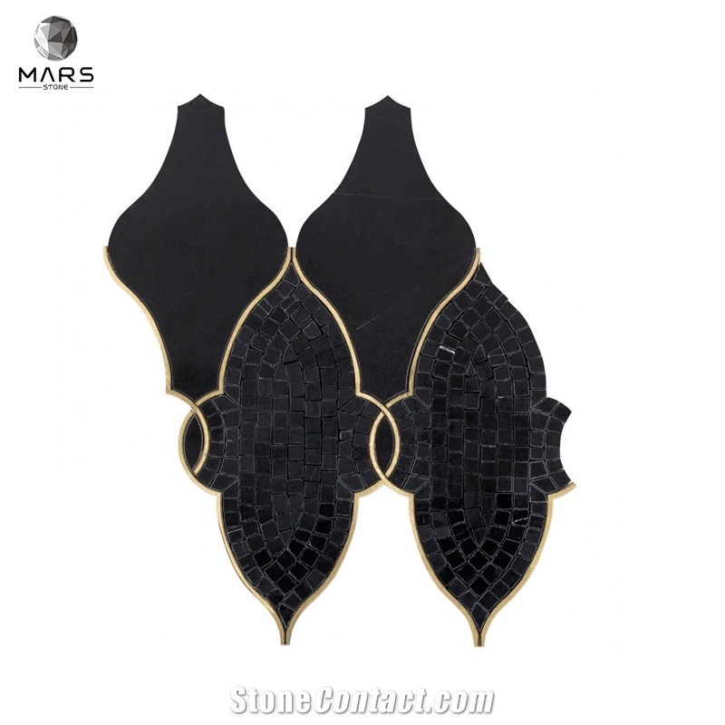 Superb Irregular Shape Marble Metal Mosaic Tiles Stone
