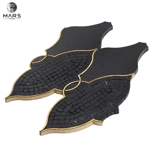Superb Irregular Shape Marble Metal Mosaic Tiles Stone