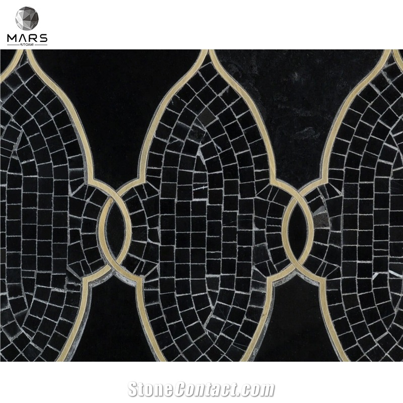 Superb Irregular Shape Marble Metal Mosaic Tiles Stone