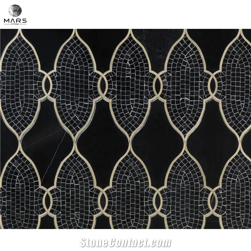 Superb Irregular Shape Marble Metal Mosaic Tiles Stone