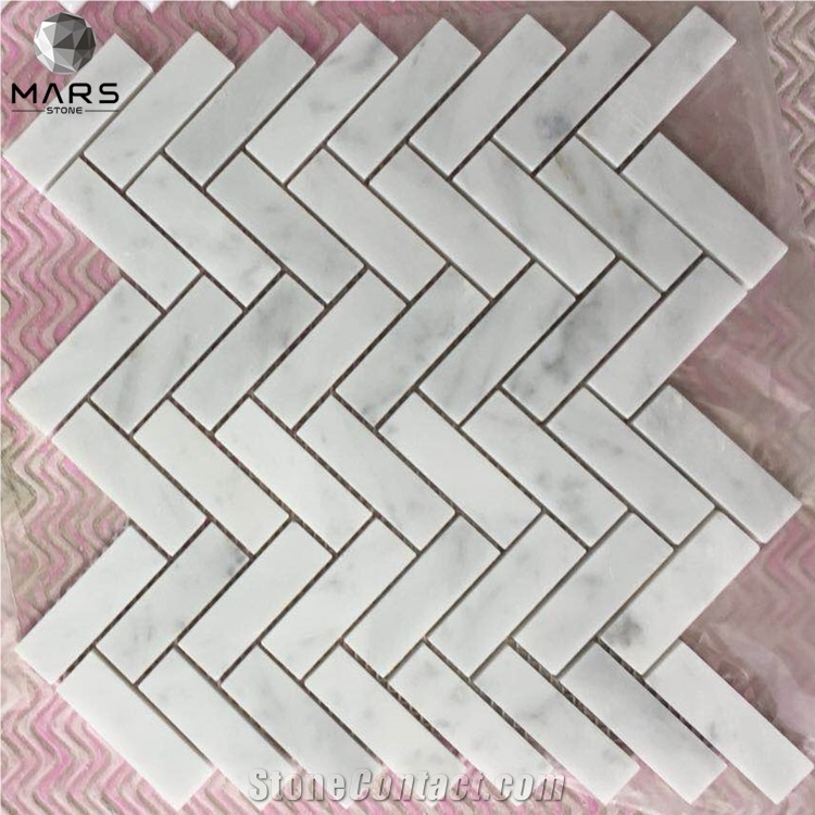 Wall Natural Stone Marble Mosaic Herringbone Floor Tile