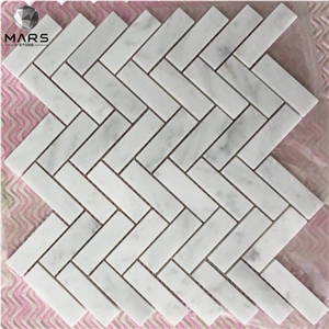 Wall Natural Stone Marble Mosaic Herringbone Floor Tile