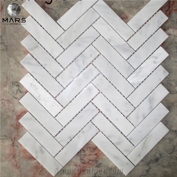 Wall Natural Stone Marble Mosaic Herringbone Floor Tile