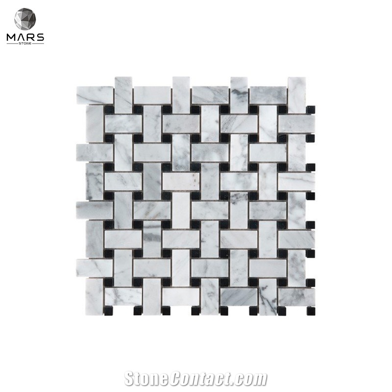 White Carrara Marble Rectangle Polished Brick Mosaic Tiles