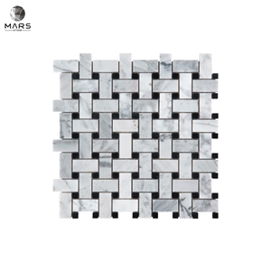 White Carrara Marble Rectangle Polished Brick Mosaic Tiles