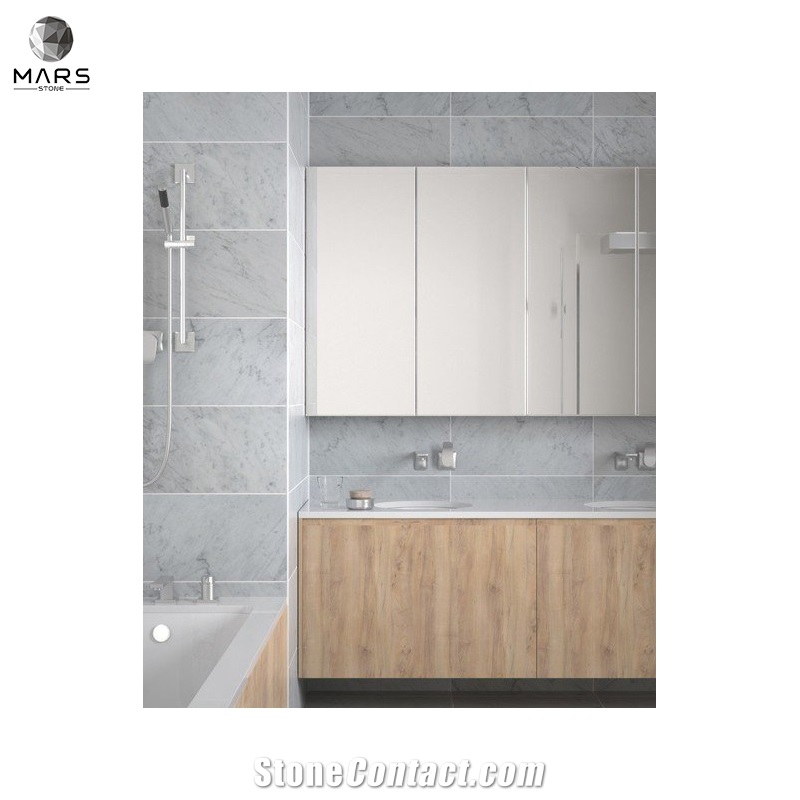 White Carrara Marble Rectangle Polished Brick Mosaic Tiles