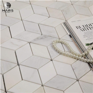 White Marble 3D Cube Rhombus Diamond Hexagon Mosaic Tile