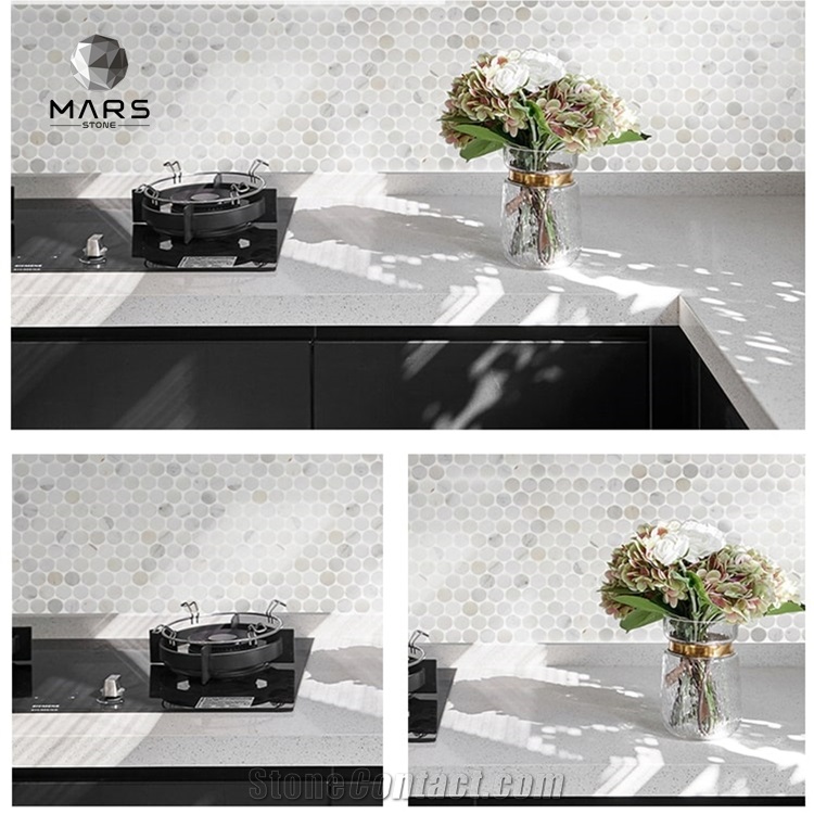 White Marble Circle Penny Round Mosaic Tile For Kitchen