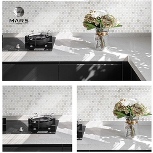 White Marble Circle Penny Round Mosaic Tile For Kitchen