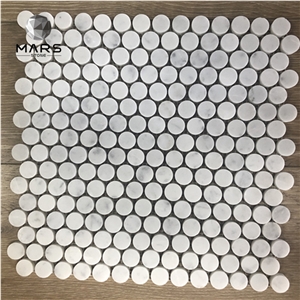 White Marble Circle Penny Round Mosaic Tile For Kitchen