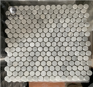 White Marble Circle Penny Round Mosaic Tile For Kitchen