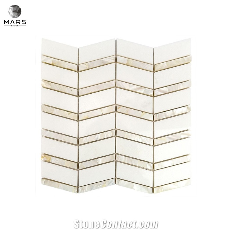Wholesale Thassos Marble And Mother Of Pearl Chevron Mosaic