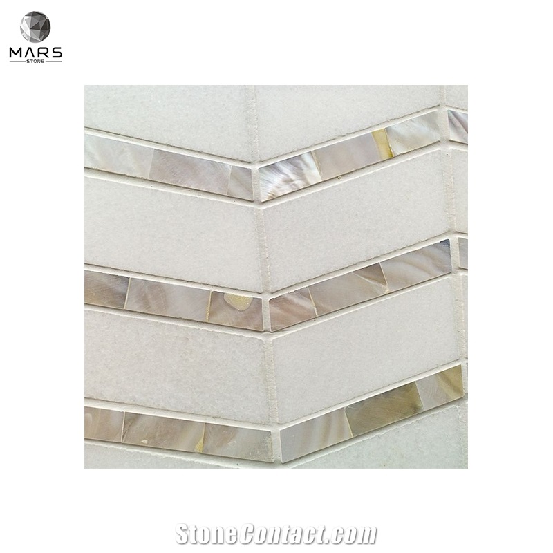 Wholesale Thassos Marble And Mother Of Pearl Chevron Mosaic