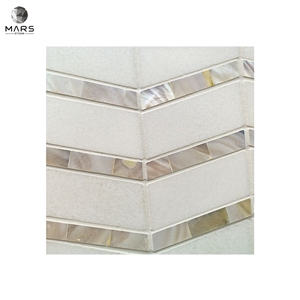 Wholesale Thassos Marble And Mother Of Pearl Chevron Mosaic