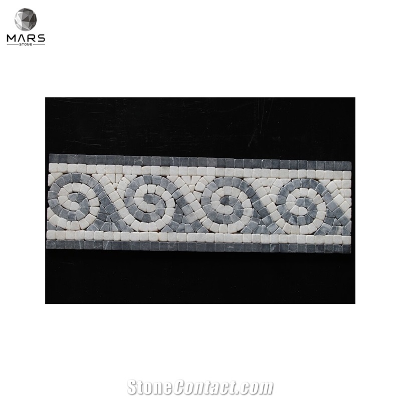 Wholesales Pebbles Polished White Marble Mosaics Border