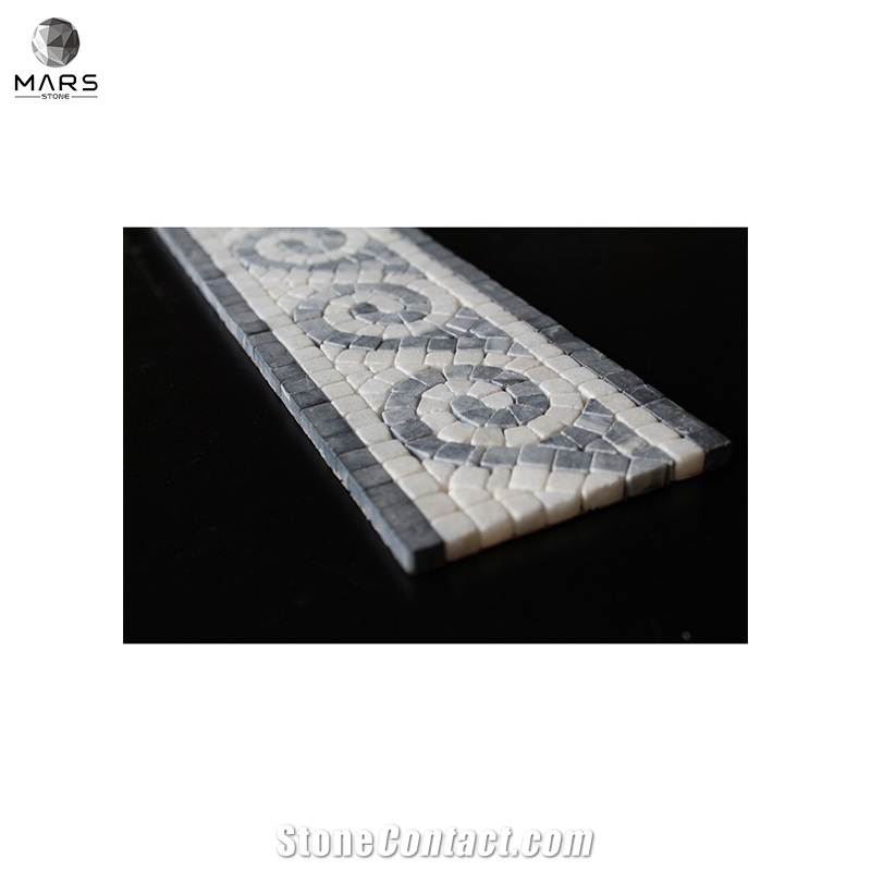 Wholesales Pebbles Polished White Marble Mosaics Border