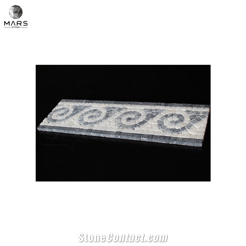 Wholesales Pebbles Polished White Marble Mosaics Border