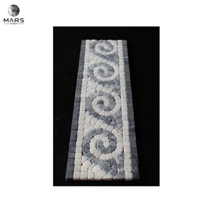 Wholesales Pebbles Polished White Marble Mosaics Border