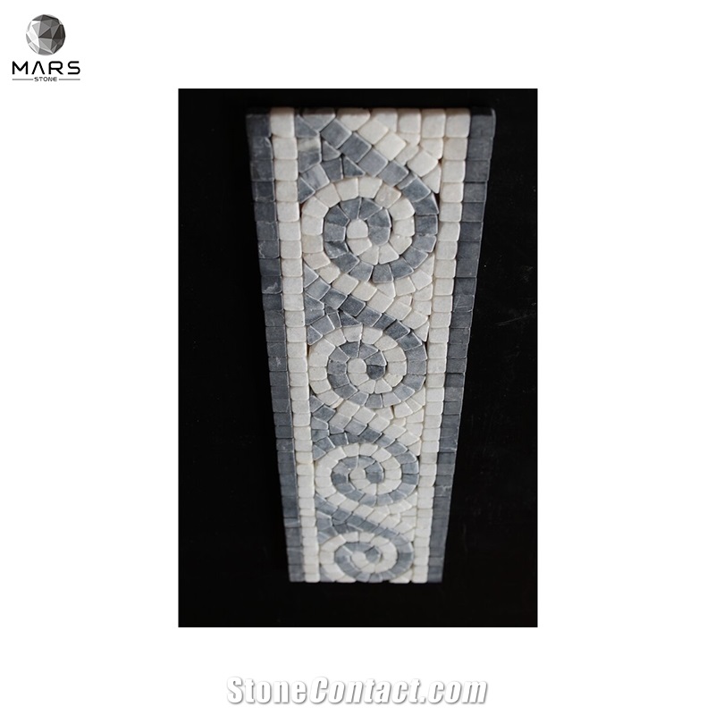 Wholesales Pebbles Polished White Marble Mosaics Border